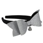 Girls Black & Silver Bow Headband, 2, hi-res